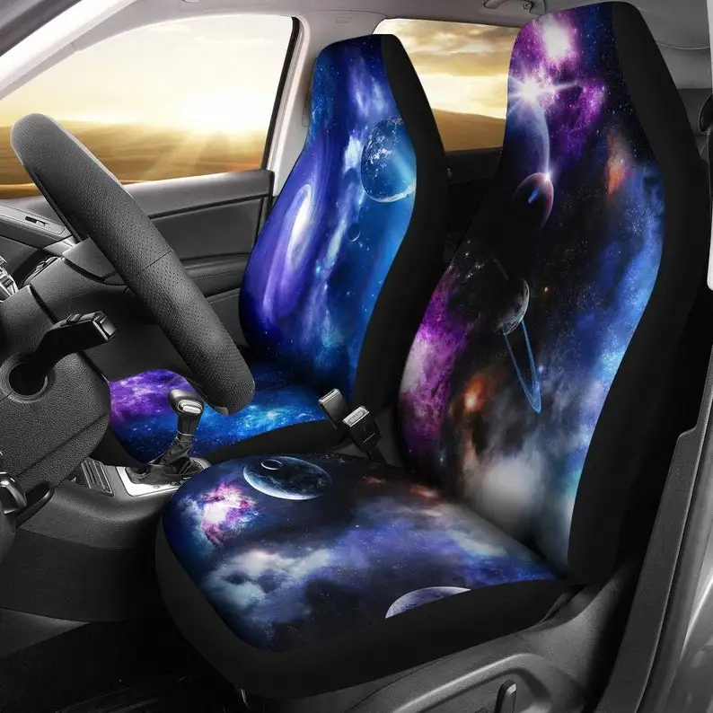 

Purple Blue Galaxy Universe Planets Car Seat Covers Pair, 2 Front Car Seat Covers, Seat Cover for Car, Car Seat Protector, Car A