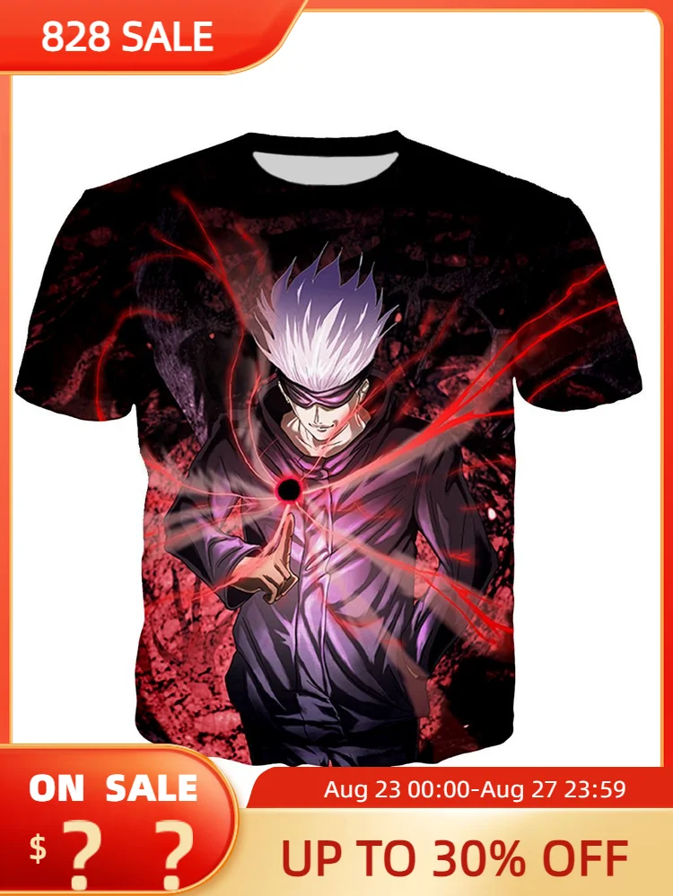 

Футболка Мужская/женская с 3D принтом, Модный повседневный Топ в стиле Харадзюку, юютсу, кайсен, Сатору, Джоджо