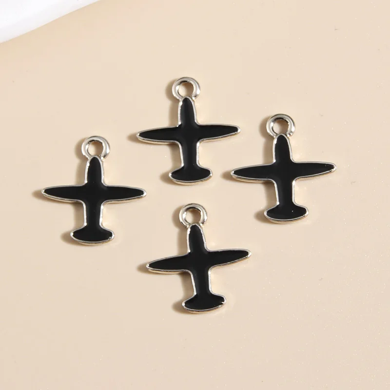 

10pcs Silver Color 19x18mm Cute Enamel Small Airplane Charms Aviation Pendant Fit DIY Handmade Jewelry Making Finding Supplies