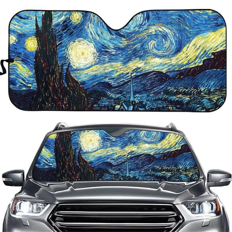 

Van Gogh Starry Sky Car Windshield Sun Shade Universal Fit Car Sunshade for SUV Truck Folding Auto Accessories Sun Visor