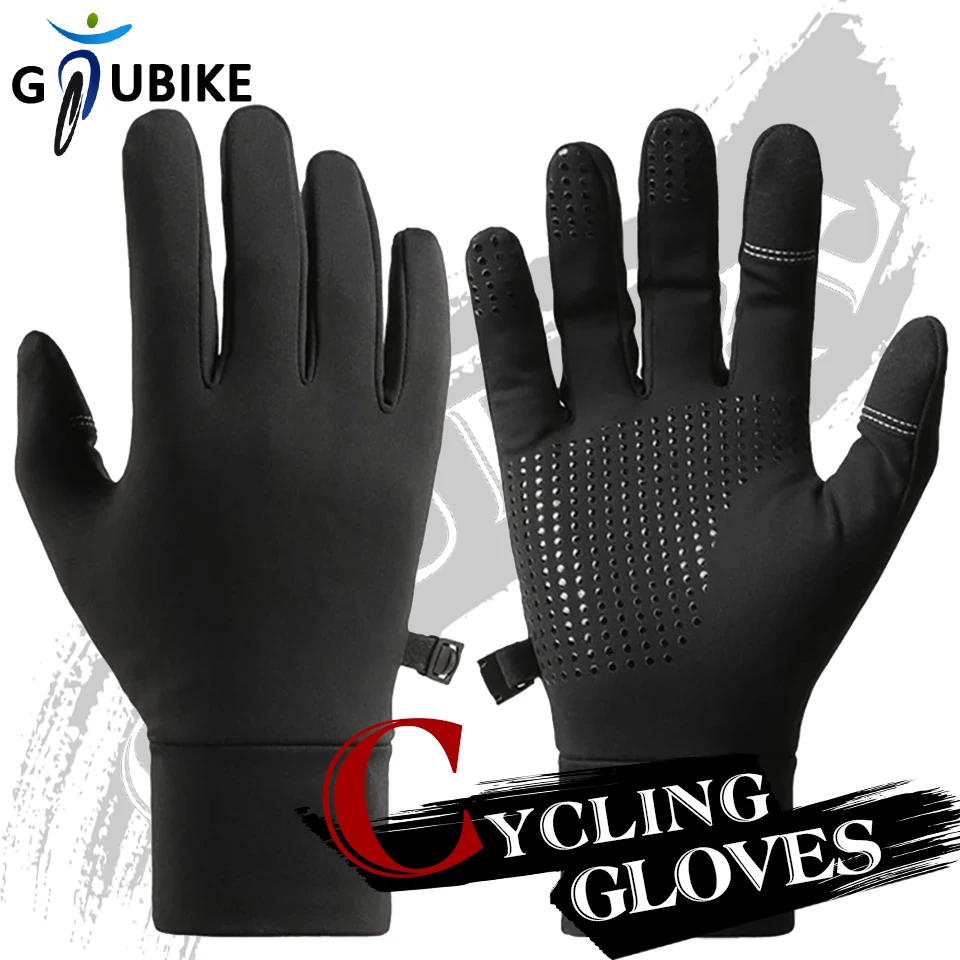 

Велосипедные перчатки GTUBIKE, силиконовые Нескользящие эластичные флисовые перчатки для бега, велоспорта, лыжного спорта, теплая подкладка, водонепроницаемые варежки для сенсорного экрана