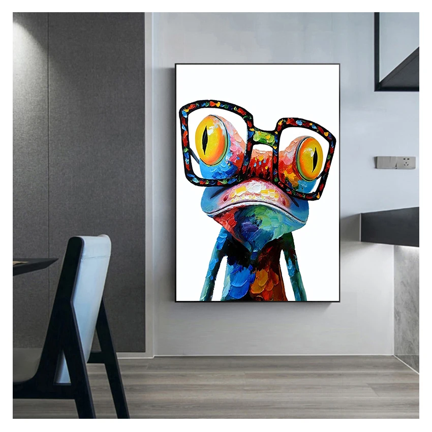 

Cute Frog Graffiti Art Canvas Paintings Abstract Animals Posters and Prints on Canvas Wall Art Picture for Living Room Decor