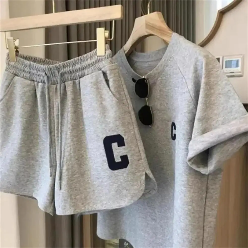 2 шт./комплект женский летний спортивный костюм с коротким рукавом