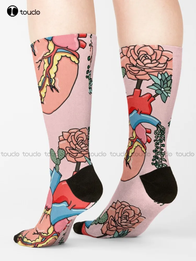 Succulent Heart By Sasa Elebea Socks White Socks Mens Street Skateboard Socks Personalized Custom Unisex Adult Teen Youth Socks