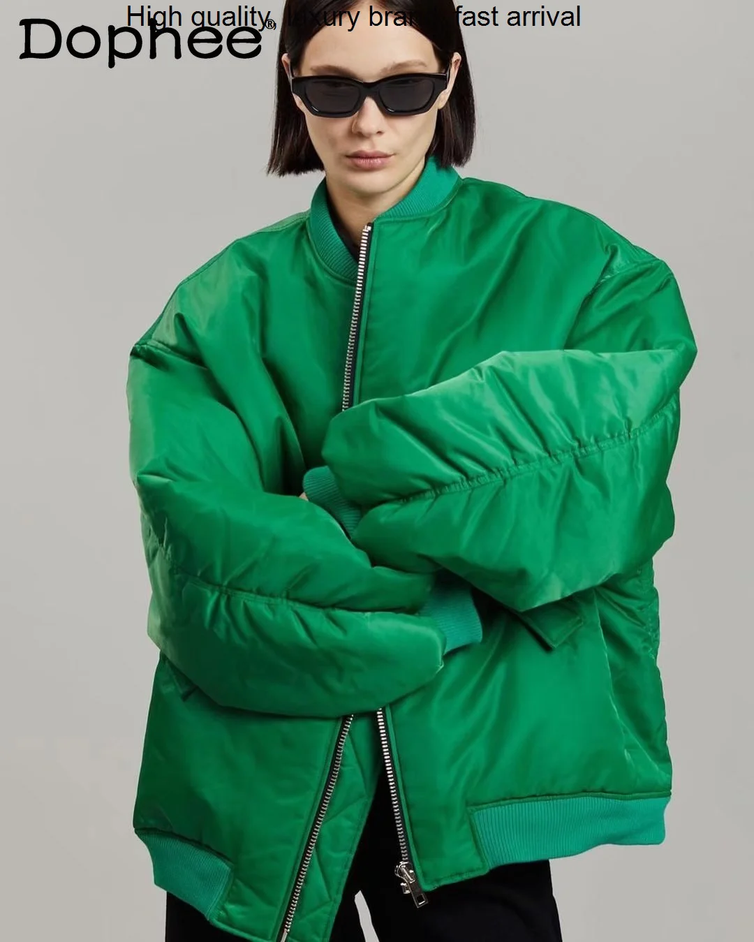 

Stand 2023 Winter Collar Long Sleeve Flight Jacket Coat Women Couple Loose Casual Solid Baseball Uniform Cotton Clothes