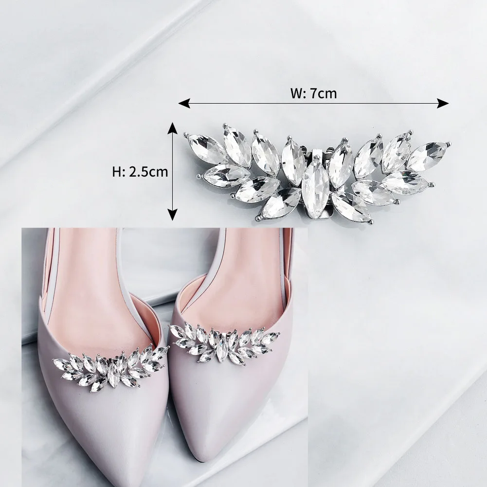 3 Pairs European American DIY Removable Shoe Clip Alloy Rhinestone Buckle Simple Personalized Shoe Flower Bride Shoe Decoration
