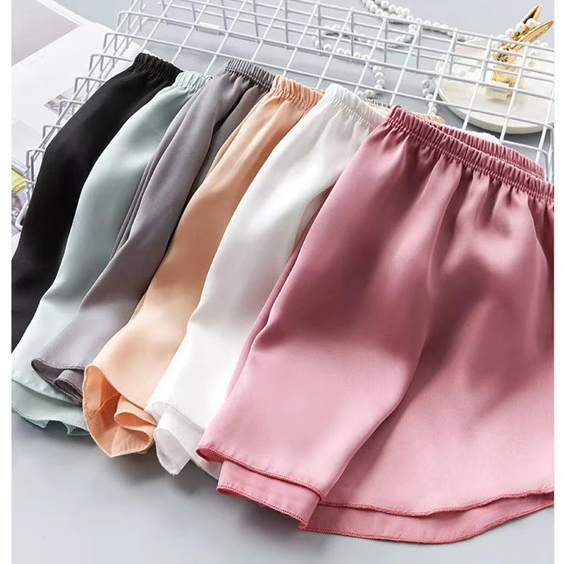 Shorts Pants Sleep Women Waist Sexy Elastic Under Summer Shorts Safety Bottom Silk Home Ice Skirt Underpants Pajamas Breathable