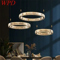 wpd modern pendant lamp round crystal chandelier gold led fixtures decorative for home dinning room light
