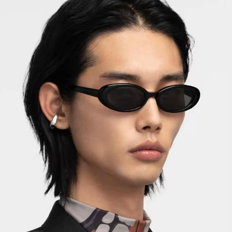 Small Frame Vintage Sunglasses Man Brand Designer Sun Glasses Male Fashion Shades Oval Mirror Black Retro Oculos De Sol
