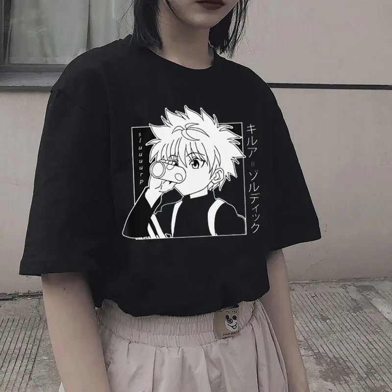 

New Men Women T-Shirt Tops Kawaii Hunter X Hunter Tshirt Killua Zaoldyeck T-Shirt Crew Neck Fitted Soft Anime Manga Tee Shirt