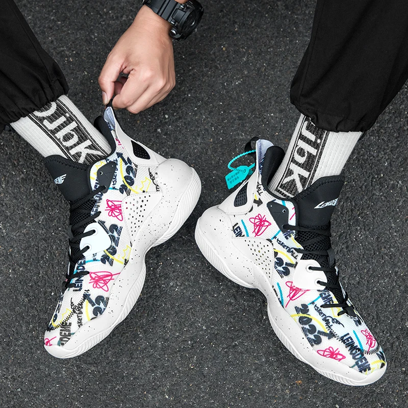 QQ-817 Men's Basketball Shoes Breathable Cushioning Non-Slip Wearable Sports Shoes Gym Training Athletic Basketball Sneakers