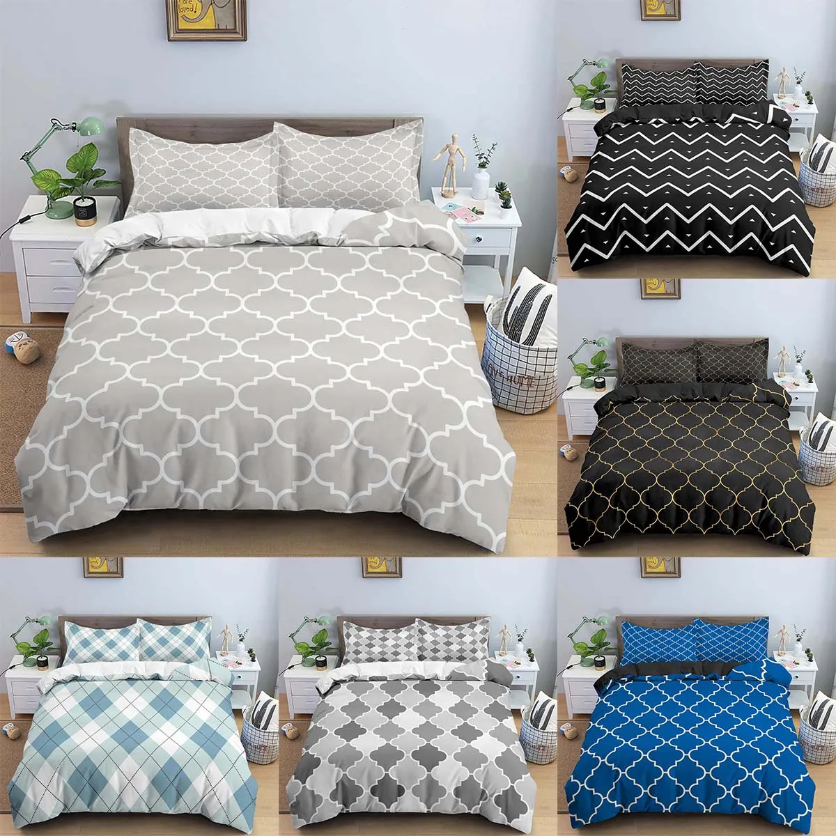 

Geometry Duvet Cover For Hotel Family Home King Queen Size Bedding Set Soft Comforter Bedding Sets With Pillow Case