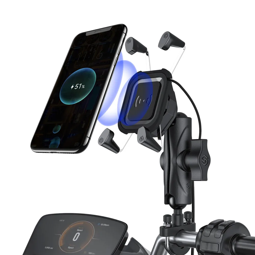 

Motorcycle X-type Wireless Charging Mobile Phone Bracket 15W Fast Charging Aluminum Alloy Four-Claw Navigation Mobile Phone