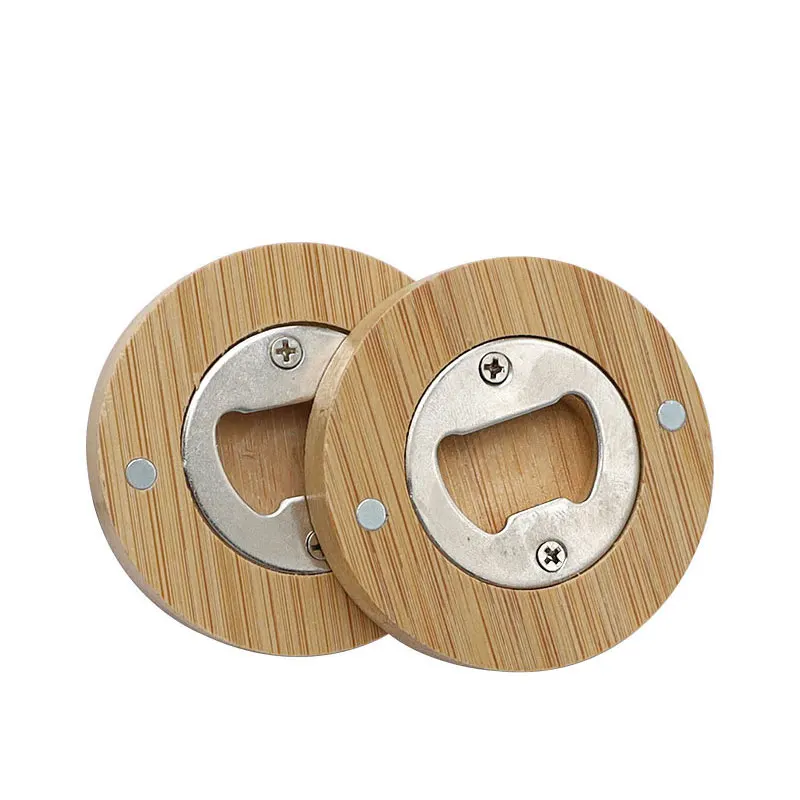 

20/40/60 Pcs Bamboo Bottle Opener Coaster Fridge Magnet Wood Beer Openers Decoration