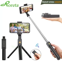 roreta 3 in 1 wireless bluetooth selfie stick foldable mini tripod expandable monopod with remote control for iphone ios android