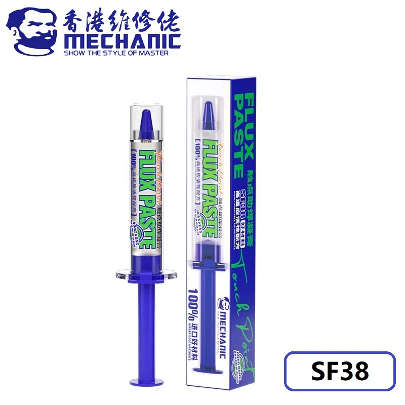 MECHANIC SF38 Бессвинцовая высокоточественная паяльная флюсовая паста высокой чистоты Прозрачная экологически чистая паяльная паста для шприца без очистки