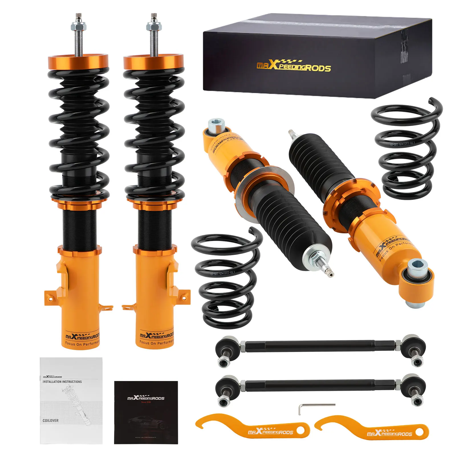 

Maxpeedingrods Adjustable Full Coilovers Shocks For Chevrolet Camaro 2010-2015 Adjustable Coilover Suspension Spring Shocks Kit