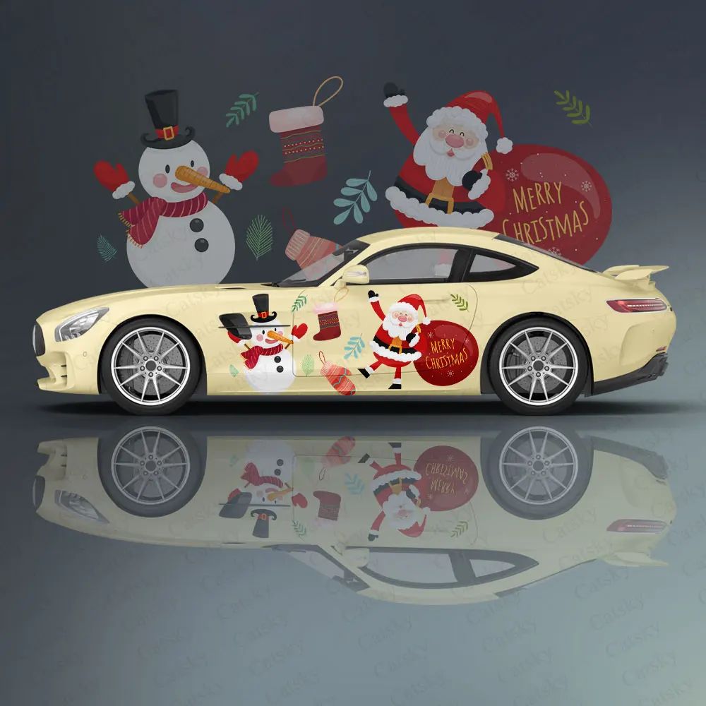 

Рождественские символы и декоративные элементы, наклейки для кузова автомобиля, Виниловая наклейка для боковых наклеек автомобиля, автомобильная декоративная пленка
