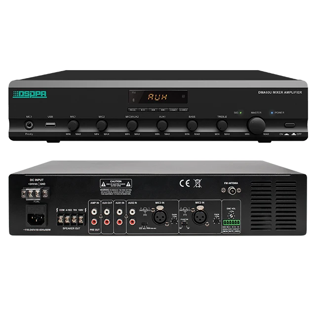 

Усилитель мощности звуковой системы PA, цифровой Миксер с дистанционной станцией для пейджинга, 60 Вт, мини-усилитель общего адреса