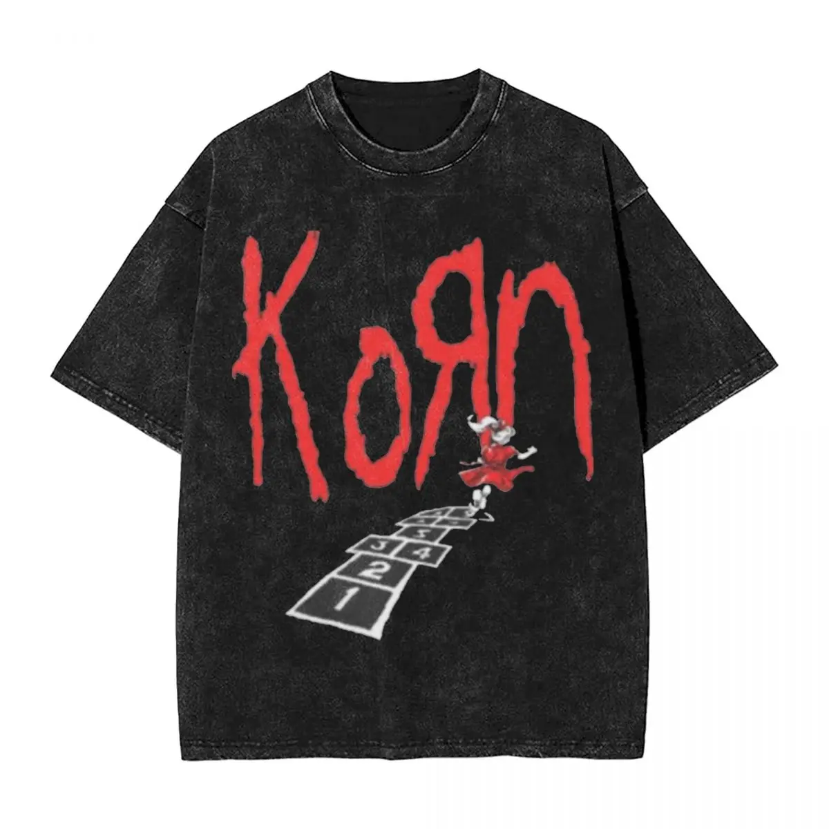 Футболка Korn в стиле хип-хоп с принтом металлическая промытая музыкальная одежда