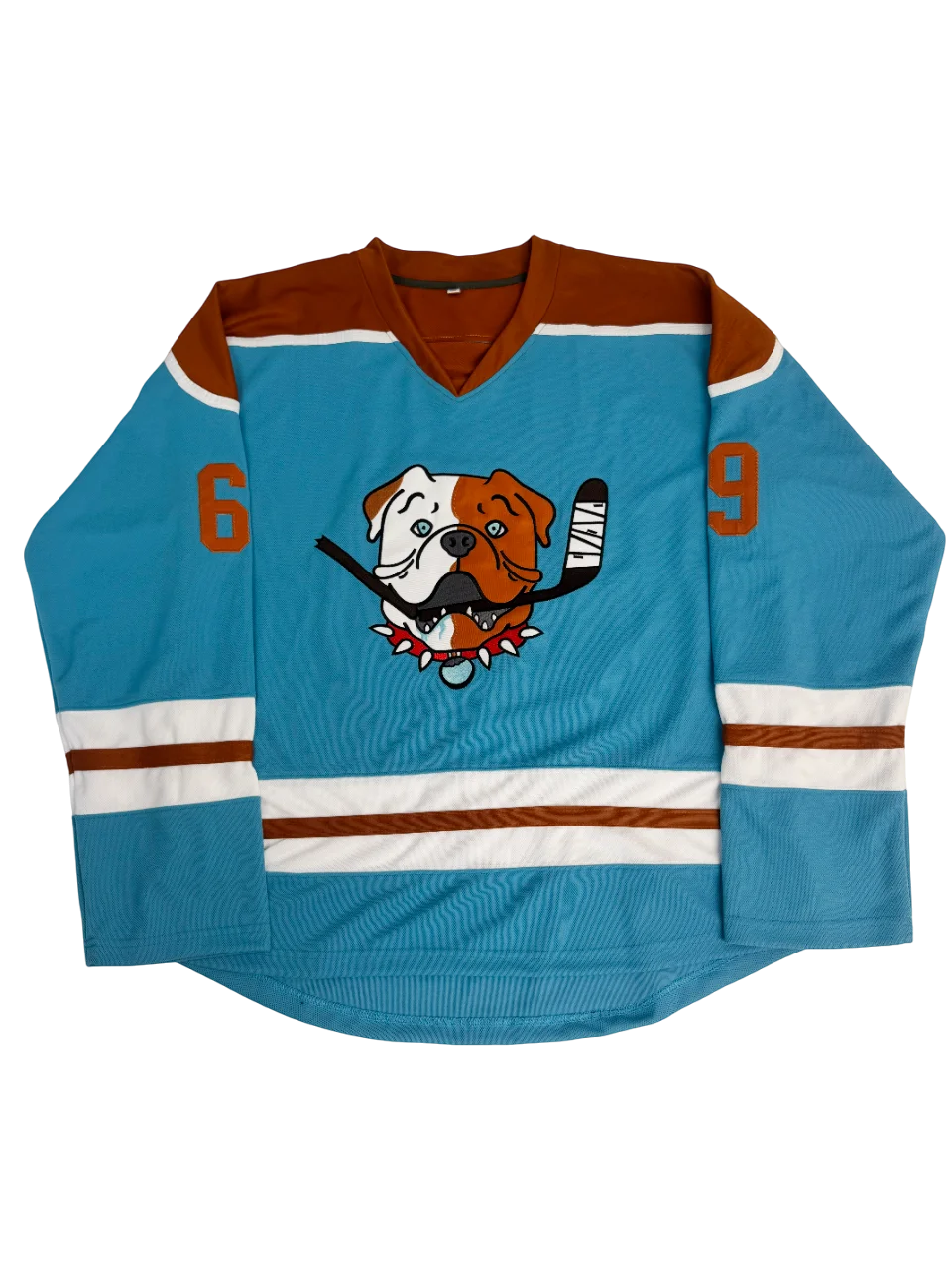 Фото Хоккейная майка 69, Shore Shoresy Sudbury Bulldog, мужские сшитые майки из фильма для взрослых, синяя одежда с длинными рукавами, одежда с вышивкой №4