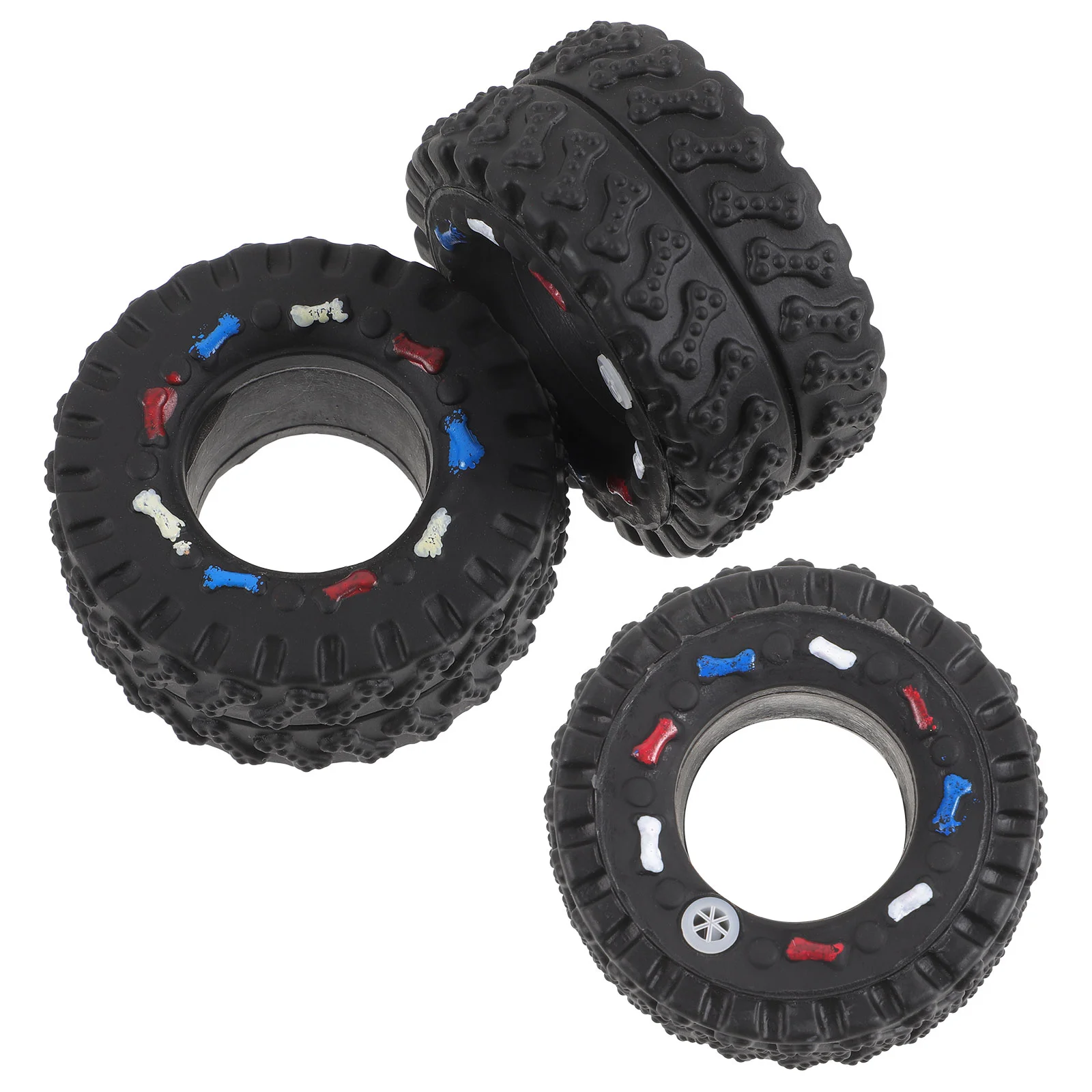 

3 Pcs Dog Squeaky Toys Puppy Puppies Tire Shape Interactive The Small Large Dogs
