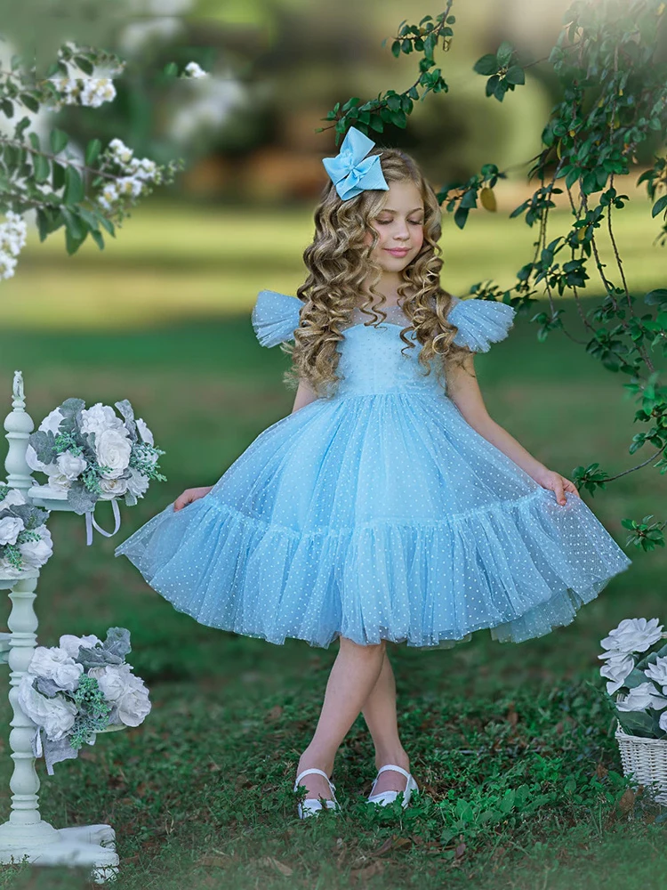 

Mvozein детвечерние вечернее платье, Тюлевое плиссированное платье для девочек, короткие платья с цветами для девочек, детское свадебное плать...