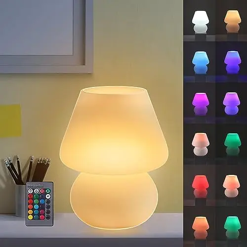 

Mushroom Lamp LED Small Table Lamp RGB 16 Color-Changing Bedside Lamp Dimmable Decorative Night Light with Remote Gift Present (
