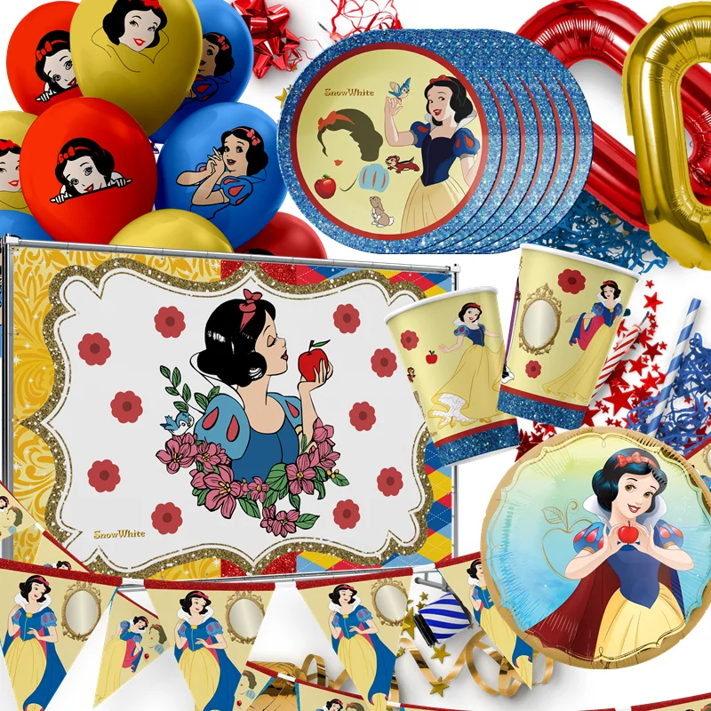 Disney Snow White Princess Plate Cup Foil Latex Balloon Bann