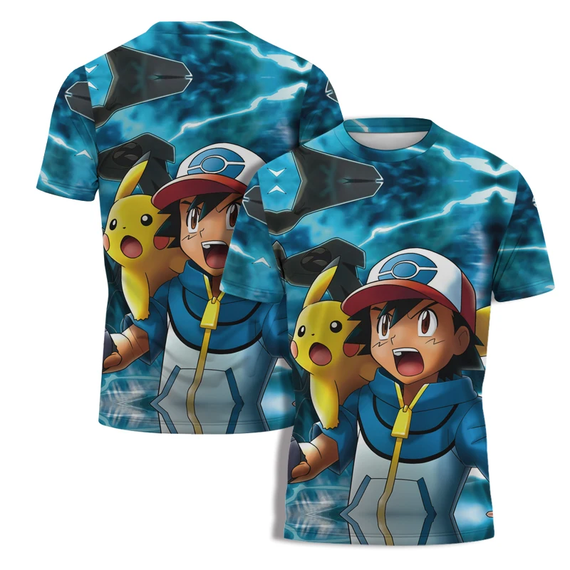 

New Cartoon Anime Game T-Shirts Pokemon Pikachu 3D Print Streetwear Kids T Shirt Harajuku Children Boys Girls Tees Tops Clothing