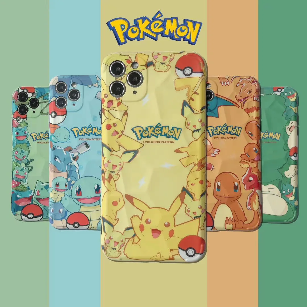 

Pikachu Phone Case Kawaii Pokemon Anime Charmander Cute Cartoon Squirtle Girly Heart iPhone 12/13Pro/14Promax Toy for Girls