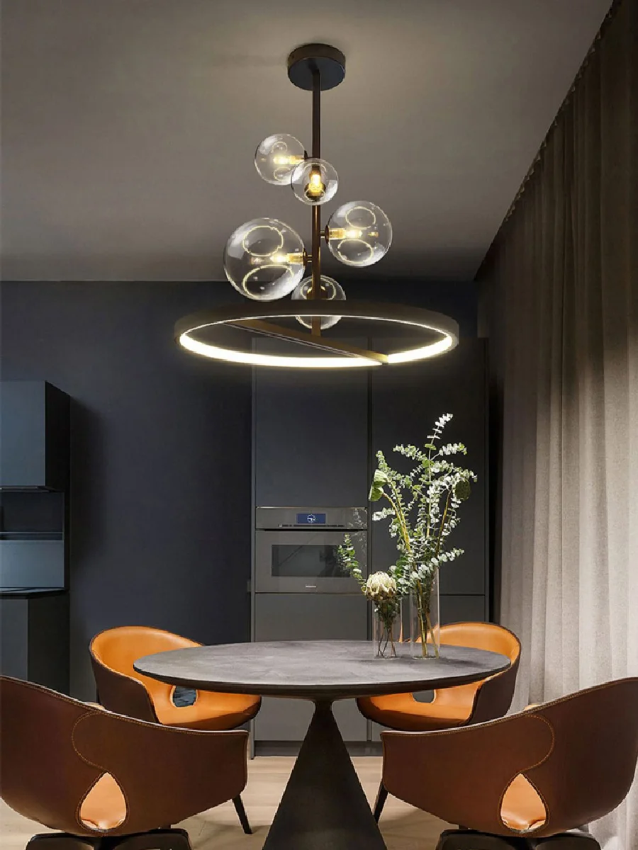 

Черная круглая светодиодная люстра в стиле пост-модерн G9, новинка 2022, Современная Подвесная лампа в скандинавском стиле, домашний декор, обе...