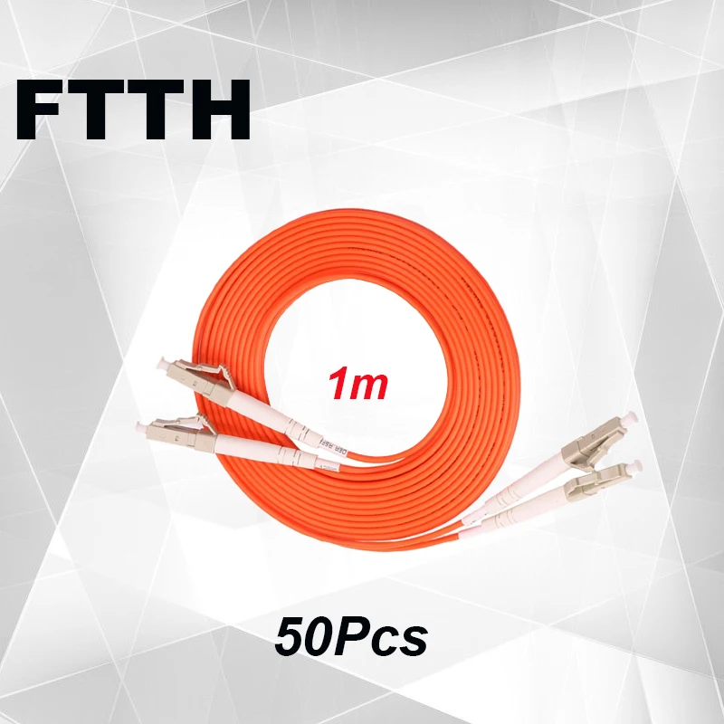 

FASO 50Pcs LC/UPC-LC/UPC 1 Meter Length Multi Mode OM2 50/125 Duplex 2.0mm Fiber Optic Patch Cord With LSZH Orange Jacket