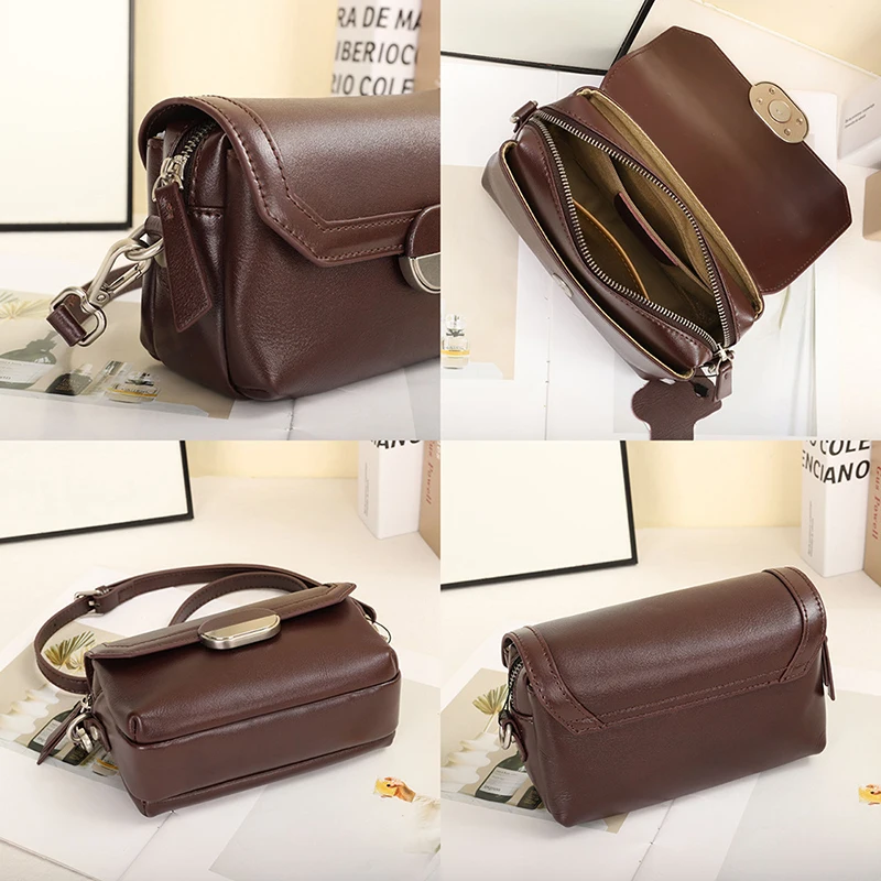 Кожаная женская сумка модная универсальная маленькая квадратная новинка 2024