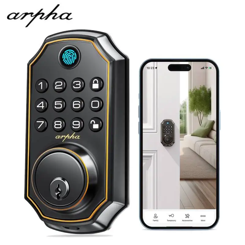 

Умный дверной замок Arpha D280, входной замок без ключа, 5 в 1, умный дверной замок с отпечатком пальца, клавиатура, электронный засов с 2-клавишным автоматическим замком
