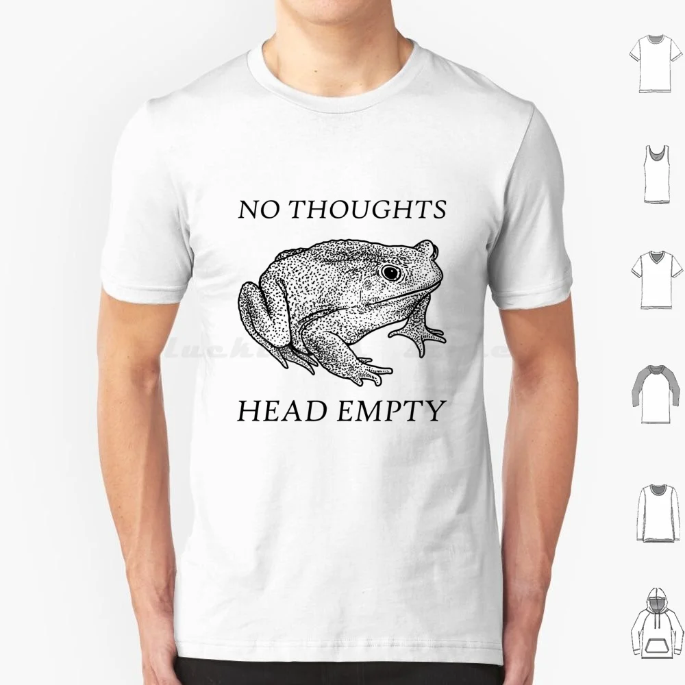 No Thoughts Head Empty Frog Футболка 6xl Хлопковая крутая футболка Забавная лягушка Винтажная