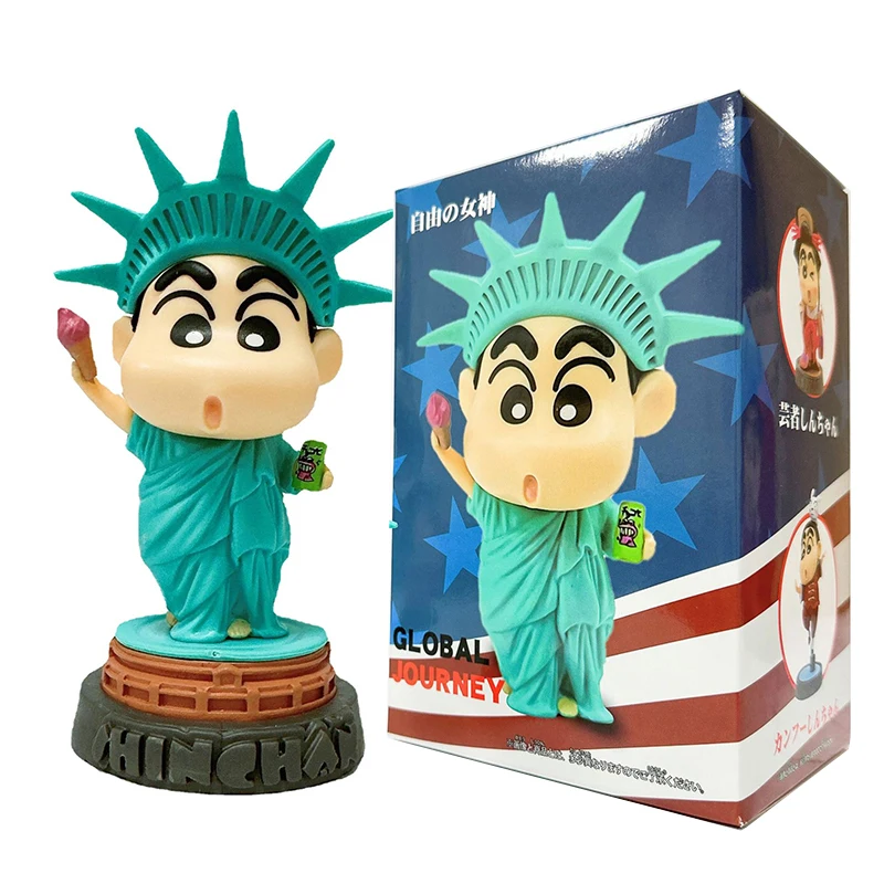 

Anime Crayon Shin Chan Figures Nohara Shinnosuke Action Figure Car Accessories 10cm Statue of Liberty Cake Decoration Model Toys