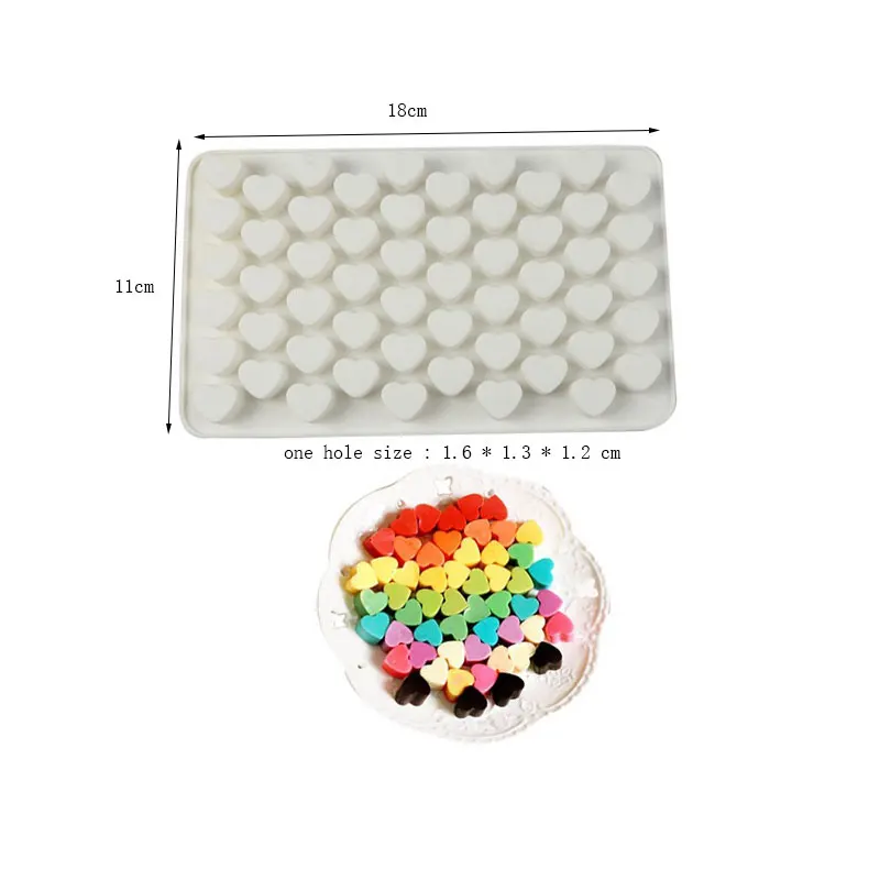 

55 Cavity Heart Silicone Cake Mold for Chocolate Mousse Ice Cream Jello Pudding Dessert Baking Bakeware Pan Decorating Tools