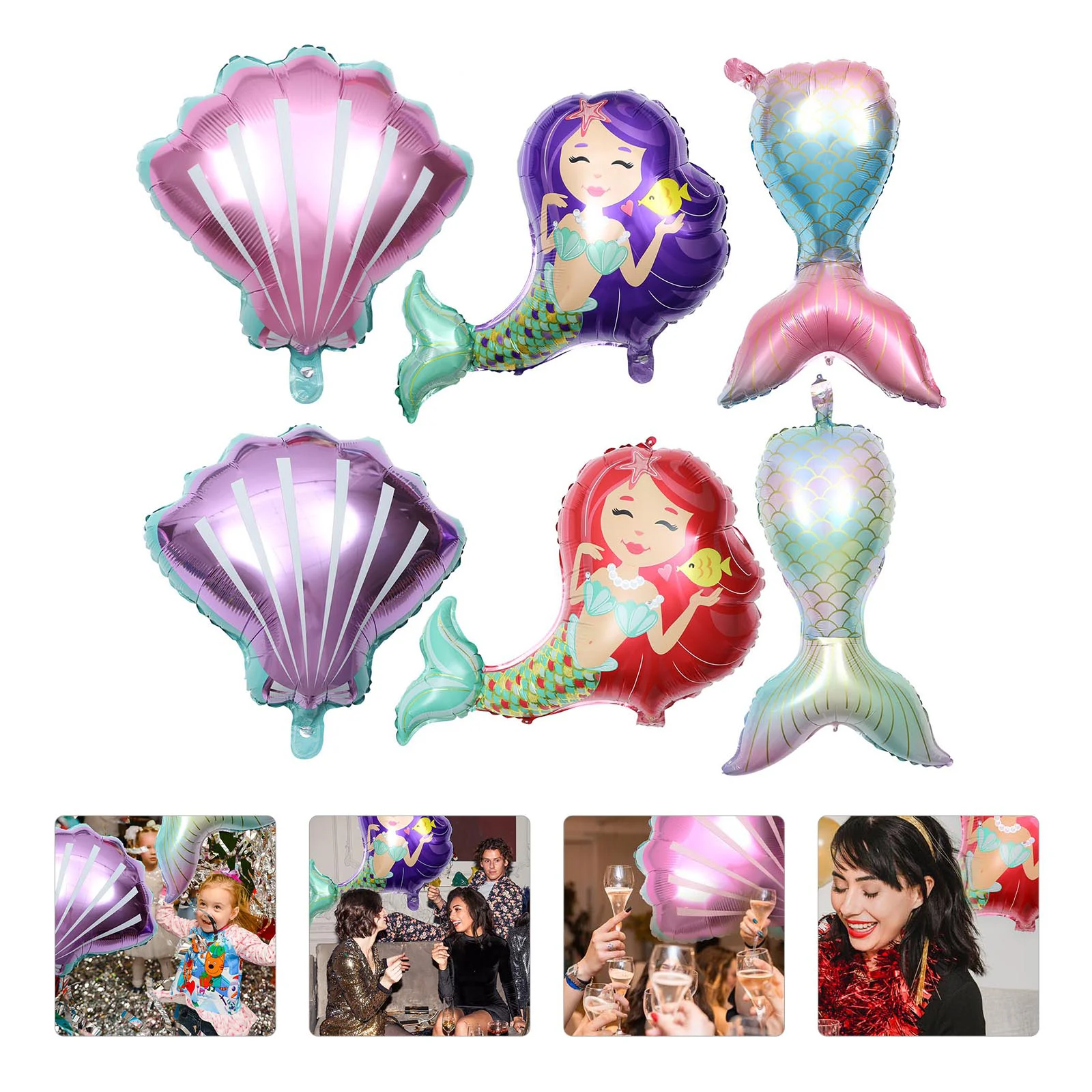 

Balloon Mermaid Balloons Party Birthday Helium Theme Aluminum Animal Ocean Tail Decorations Girl Favor Decorative Sea