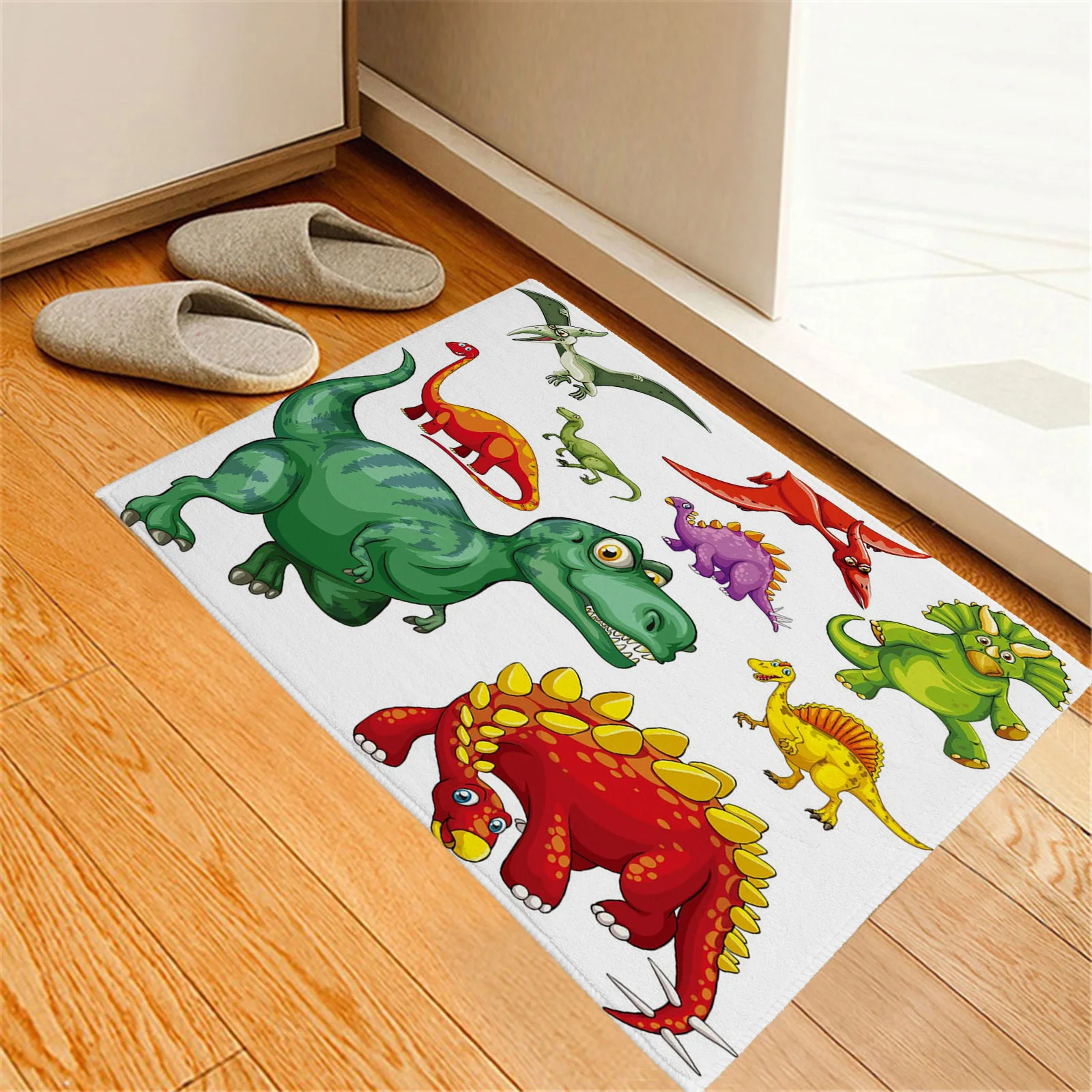 

Входной коврик с мультипликационным животным, динозавром, фланелевые коврики для гостиной, круглые коврики для спальни, нескользящий напол...