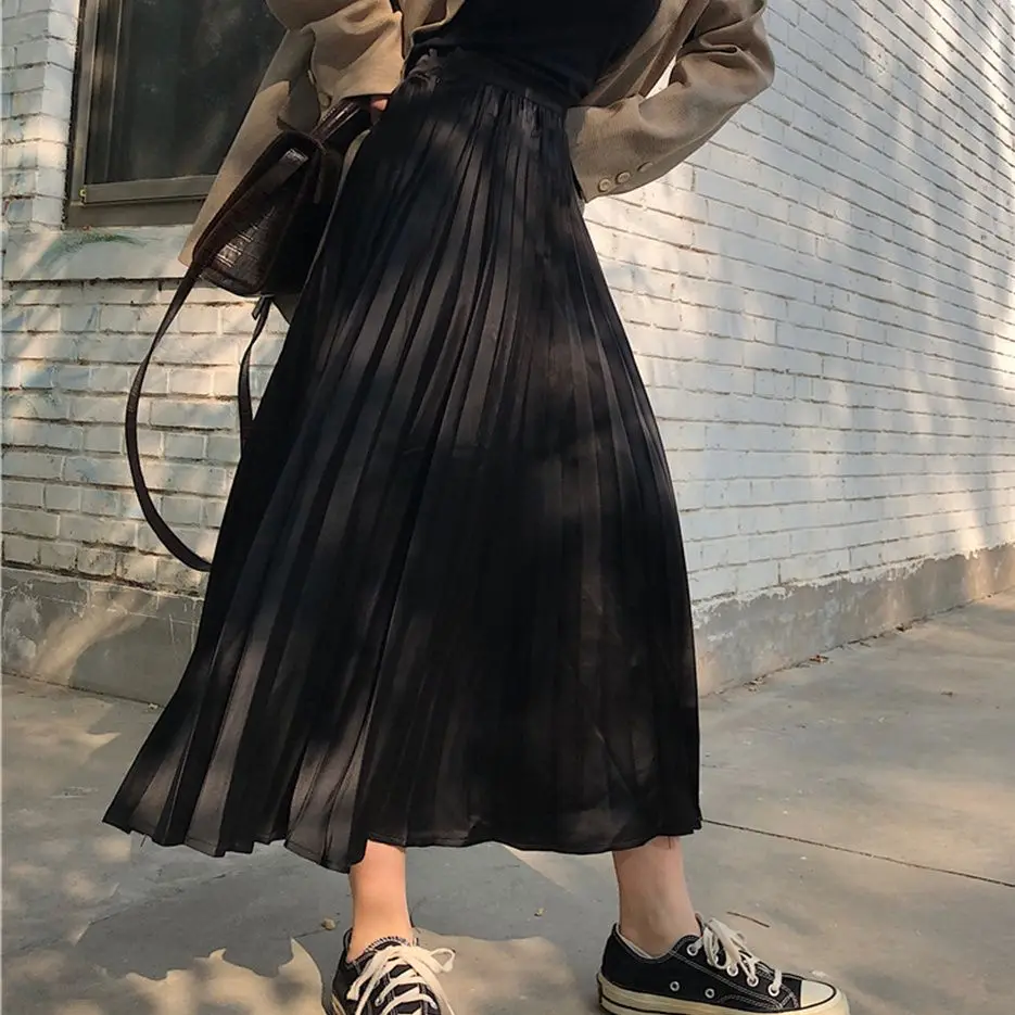 

Alien Kitty Осенняя Женская Стандартная молния, Элегантная Модная свободная трапециевидная Новая повседневная однотонная повседневная одежда с высокой талией