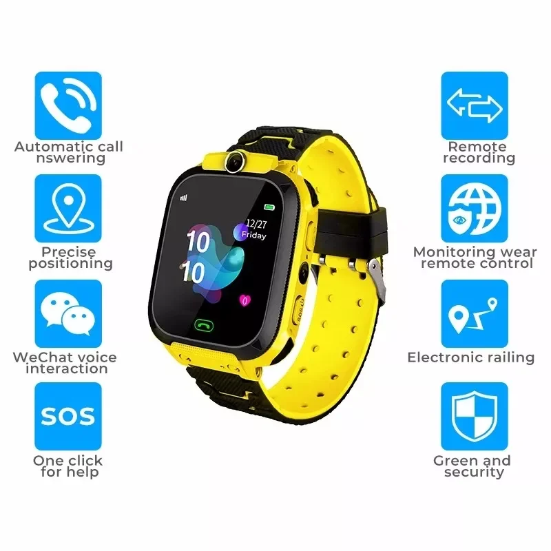 

watch kids gps Q12s Waterproof baby SOS Positioning SIM Card Anti-lost Smartwatch children Tracker smart clock Call watch