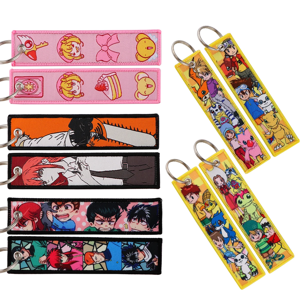 

KKZ808 Chainsaw Man Cool Embroidery Key Fobs Key Tag Motorcycles Car Backpack Chaveiro Keychain For Friend Fashion Key Ring Gift