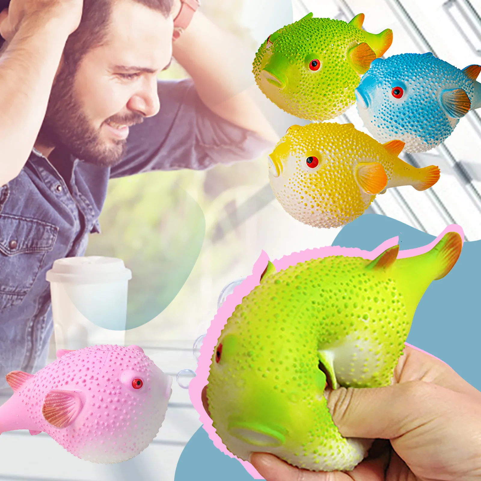 

Funny Cute Fugu Shaped Ball Scented Toys Stress Relief Ball Stress Toys for Kids and Adults Sensory Bobcat Plush Toy Drill Toy