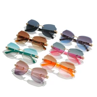 2022 fashion framless cut edge polygonal sunglasses anti ultraviolet gradient uv400 casual driver sunglasses for adultwomenmen