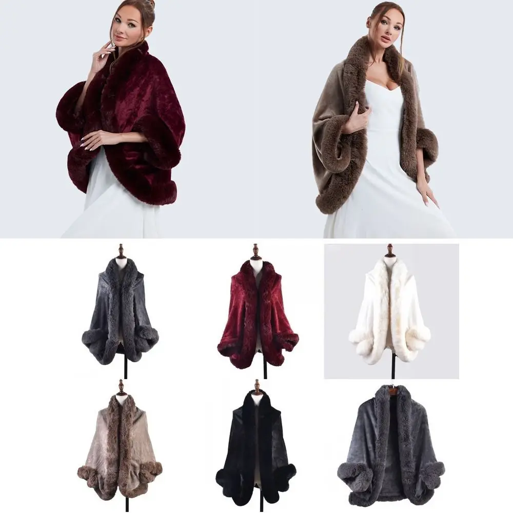 Модная зимняя теплая плюшевая шаль утепленная с рукавами воротник из