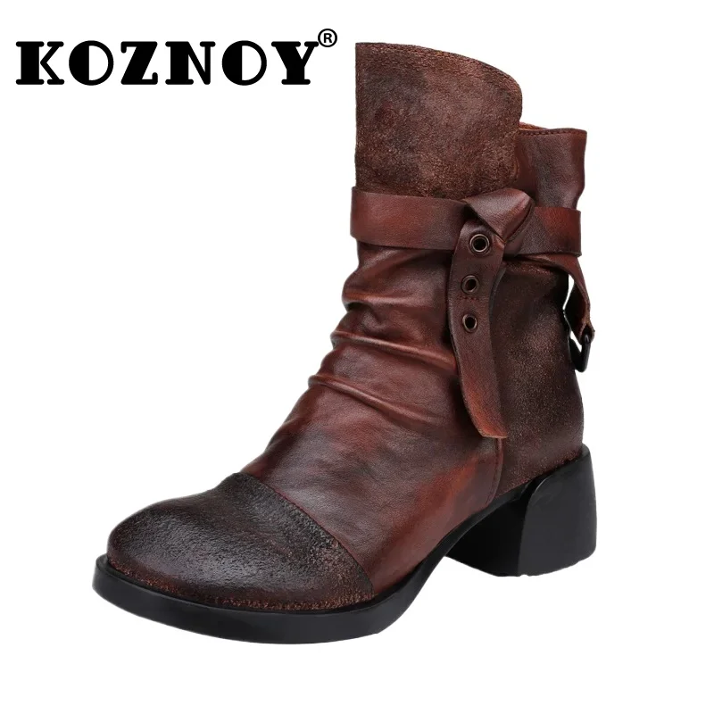 Koznoy 4 5 см ретро-панк весенне-осенние сапоги на массивном каблуке до колена туфли с