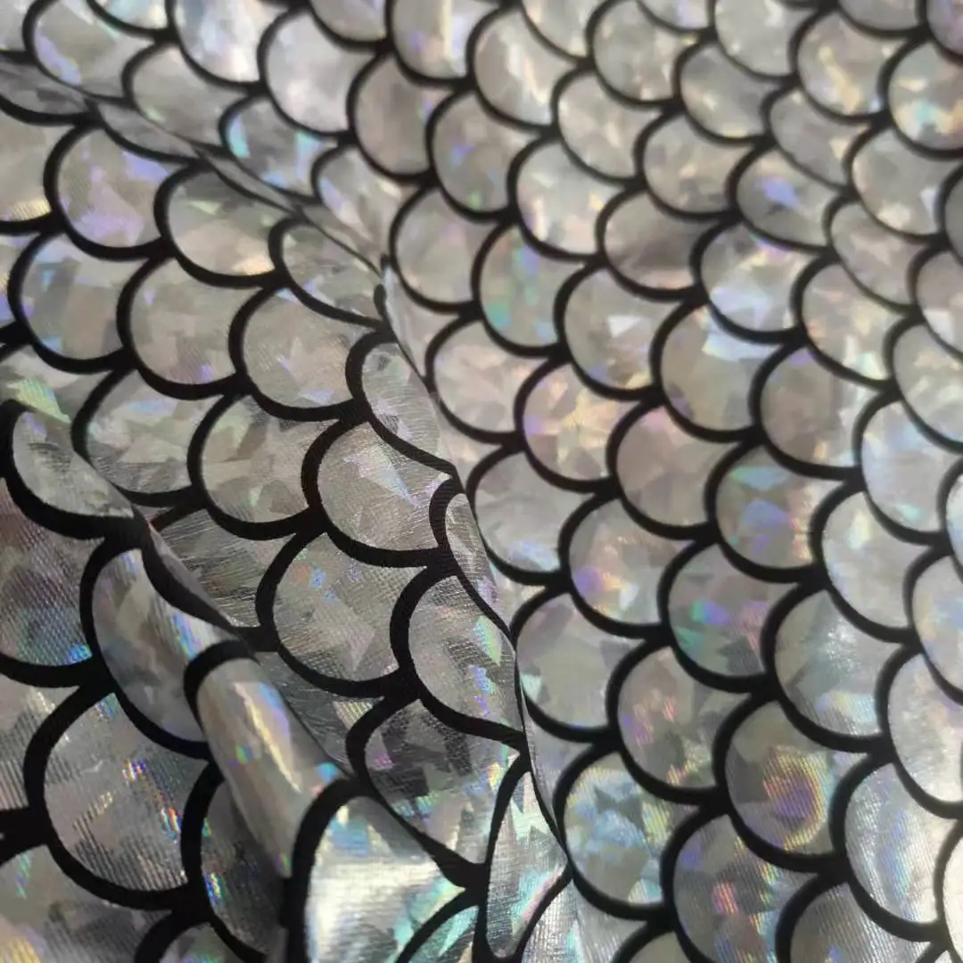 Косплей эластичный танцевальный чешуя Русалки ткань блестящая Бронзовый