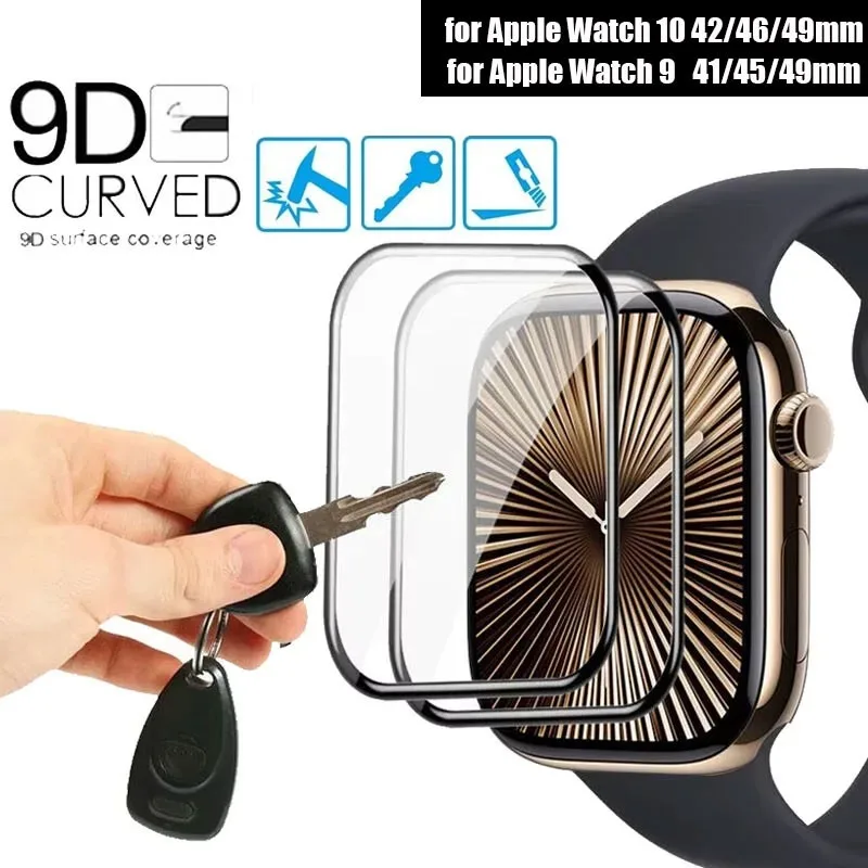 Мягкая Защитная Пленка 9D С Полным Покрытием Для Apple Watch Series 9 Из Закаленного Стекла