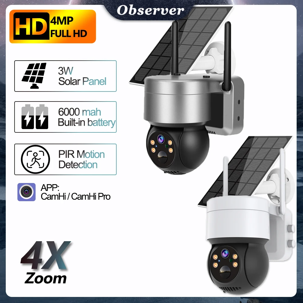 

Outdoor Wireless Security Cameras 4MP HD 4x Zoom Motion Detection Solar IP Cam Security Protection Smart Home Video CCTV Camhi